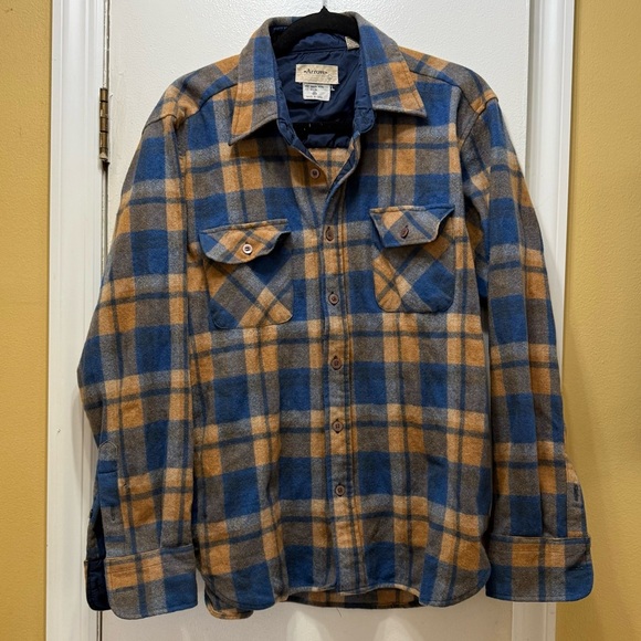 Blue and Yellow Plaid Men's Wool Button Down Shirt! EUC - Picture 1 of 4